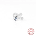 Orecchino a forma di ape in argento 925 con gemma blu per piercing alla cartilagine - Stile Piccola Ape (G60202395067) / Oro Bianco