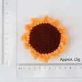Handmade crochet sunflower keychain accessory with yellow petals and brown center - 7-Ring Dark Brown Sunflower