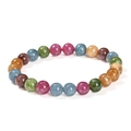 Polished multicolor beaded stretch bracelet featuring mixed natural tiger eye and amethyst - 8mm Rainbow Tourmaline