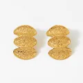Minimalistische 316L Edelstahl Ohrringe in Gold mit gehämmerter dreifacher Oval-Optik - Goldener Stil (KDE2505)