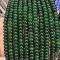 Deep green natural stone abacus beads on a string for DIY jewelry making and crafts - Deep Malaysian Jade / 5*8mm (approx. 73 pcs/strand)