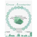 Detail of green aventurine beaded bracelet with raw healing stone on display card - Style With Metal Tag / Green Aventurine