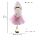 Pink sequin Christmas angel doll hanging ornament with gold stars and bells for holidays - Five Stars
