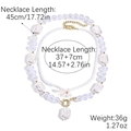 Double-layered baroque pearl necklace set with floral pendant and golden chain link - Double Layer Baroque Pearl Flower Pendant Necklace (N2506-11)