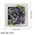 Artificial succulent wall decor with white wood frame measuring 15cm x 15cm - Style 41A