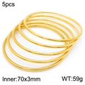5pcs set of 18k gold plated stainless steel stacked thin round bangles 70x3mm - 5Pcs Set-Gold (KB181566-KFC)
