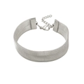 Silver mesh woven bracelet with lobster clasp and extension chain in stainless steel - 16mm Bracelet / Silver