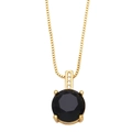 Collier minimaliste en or avec pendentif rond en zircon noir et détails scintillants - Noir