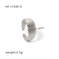 Minimalist silver stainless steel open ring with 8mm vertical textured ripples - Adjustable Open / Vertical Ripple Style (HF-J1345-S)