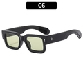 Fashion square black sunglasses with yellow lenses and silver arrow rivet detail - Black Frame Green Lens