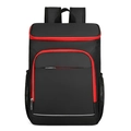 Mochila térmica negra con detalles de cremallera rojos y bolsillos laterales de malla - 44*30*18cm / Negro con Rojo