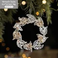 Transparent acrylic Christmas wreath ornament with gold sequins for tree decoration - Wreath Style