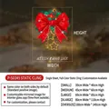 Christmas bow static glass sticker size chart featuring red ribbon and festive stars - Get Rich (P-SD345)