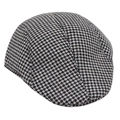 Dettaglio del classico motivo pied de poule bianco e nero su una coppola piatta - Taglia Unica (Circonferenza 58cm) / Colore 2 (Pied de Poule Beige Nero)