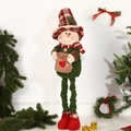 Christmas snowman plush doll with extendable long legs and festive red green decor - 70CM Snowman