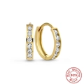 Elegant gold S925 sterling silver hoop earrings with shimmering clustered zircon stones - Gold