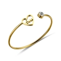 Ins-stijl gouden roestvrijstalen hart liefde armband met zirkoon en open ontwerp - Goud