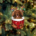 Kreatives Dackel-Weihnachtsanhänger-Ornament mit Rentiergeweih und goldener Schnur - Langhaardackel