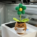 Handmade crochet positive potato plant with green flower and Thank You card - Small Green Flower 1