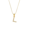 18K gold plated snake chain necklace with sparkling zircon letter L pendant - Letter L