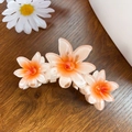 Orange gradient plumeria hair claw clip with floral design for tropical vacation styles - Tangerine 11CM