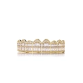 Detailed close-up of hiphop gold grillz with double rows of sparkling white zircons - Gold (Top)