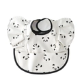 Waterproof baby bib with panda print and decorative ruffled sleeves for infant feeding - Wings - White Panda / One Size