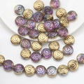 Spiral pattern crystal glass beads in gold and purple for DIY jewelry making - Half Gold Inner Multicolor
