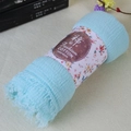 Mint green crinkle cotton scarf with frayed edges and floral brand wrap roll - Aqua Green