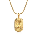 Gold plated stainless steel Pisces necklace with oval pendant and zircon accents - Pisces
