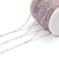 3mm multi-colored amethyst crystal beads on a gold chain spool for DIY jewelry making - 3mm Mixed Color Crystal Gold Chain Style 04