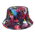 Sombrero tipo bucket Panama con coloridos estampados de graffiti de animales y letras - M / Graffiti de moda vibrante