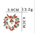 Christmas wreath brooch with red and green crystals on a gold base and small bell - C1646-1-Crystal Wreath