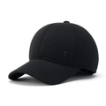 Men's winter thermal baseball cap in black wool with ear protection and metal T logo - Black