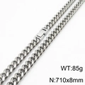 Collier chaîne à mailles cubaines en acier argenté, 8mm de large et 710mm de long, poids 85g - 8mm x 710mm(KN232868-ZZ)
