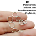 Silver alloy spacer bead for DIY jewelry with 9mm outer diameter and rope texture - 16# (Diameter 9mm/Textured Ring)