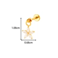 Gold G23 titanium labret stud with crystal flower pendant measuring 1.08cm by 0.68cm - Five-Petal Flower / Gold