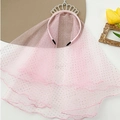 Pink girls bridal tiara headband with polka dot tulle veil for weddings and photos - Light Pink Polka Dot Mesh Crown