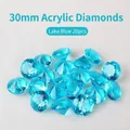 Lake blue 30mm acrylic faux diamonds with faceted cut finish, set of 20 pieces - 30mm (Lake Blue)