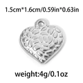 Silver stainless steel heart pendant with pebble texture and 1.5cm size details - TP0763-Silver-1.5x1.6cm