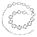 Detail of silver punk waist chain with sunburst textured circular metal plates and lobster clasp - Silver (Alloy)