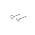 Macro shot of silver ball stud earrings featuring a high-polished mirror finish surface - 3mm / Steel
