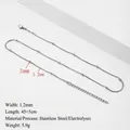 Collana a catena serpente in acciaio argento con perle da 3mm e chiusura a moschettone - 1.2mm*45CM+5CM / Color Acciaio