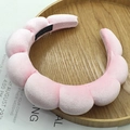 Pink velvet braided sponge headband with padded floral puffy design and handmade label - Pleated Padded Headband / Velvet Pink