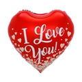 18 inch red heart foil balloon with beige heart patterns and I Love You text - 18 Inch Heart Red Background Love BTX018