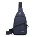 Waterproof navy blue oxford fabric sling bag for men with multiple zipper pockets - Style 2 (7077) / Dark Blue