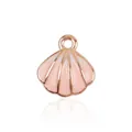Pink and white enamel scallop shell pendant in rose gold finish with round top ring - Pink Ocean Shell