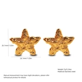Detailed view of starfish gold earrings in stainless steel with weight and size labels - Matte and Glossy Starfish Style (FYD6167)