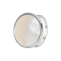Bague minimaliste en argent avec nacre blanche ronde sur un anneau poli brillant - US 6 / Argent Rond Coquille Blanche