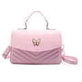 Bolso bandolera rosa para mujer con mariposa metálica y acolchado en espiga - Rosa